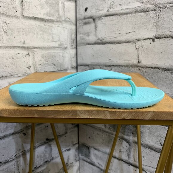 Crocs Kadee II Flip Flops W 4 Aqua Blue Beach Vacation Outdoor Thong Sandals - Picture 3 of 8